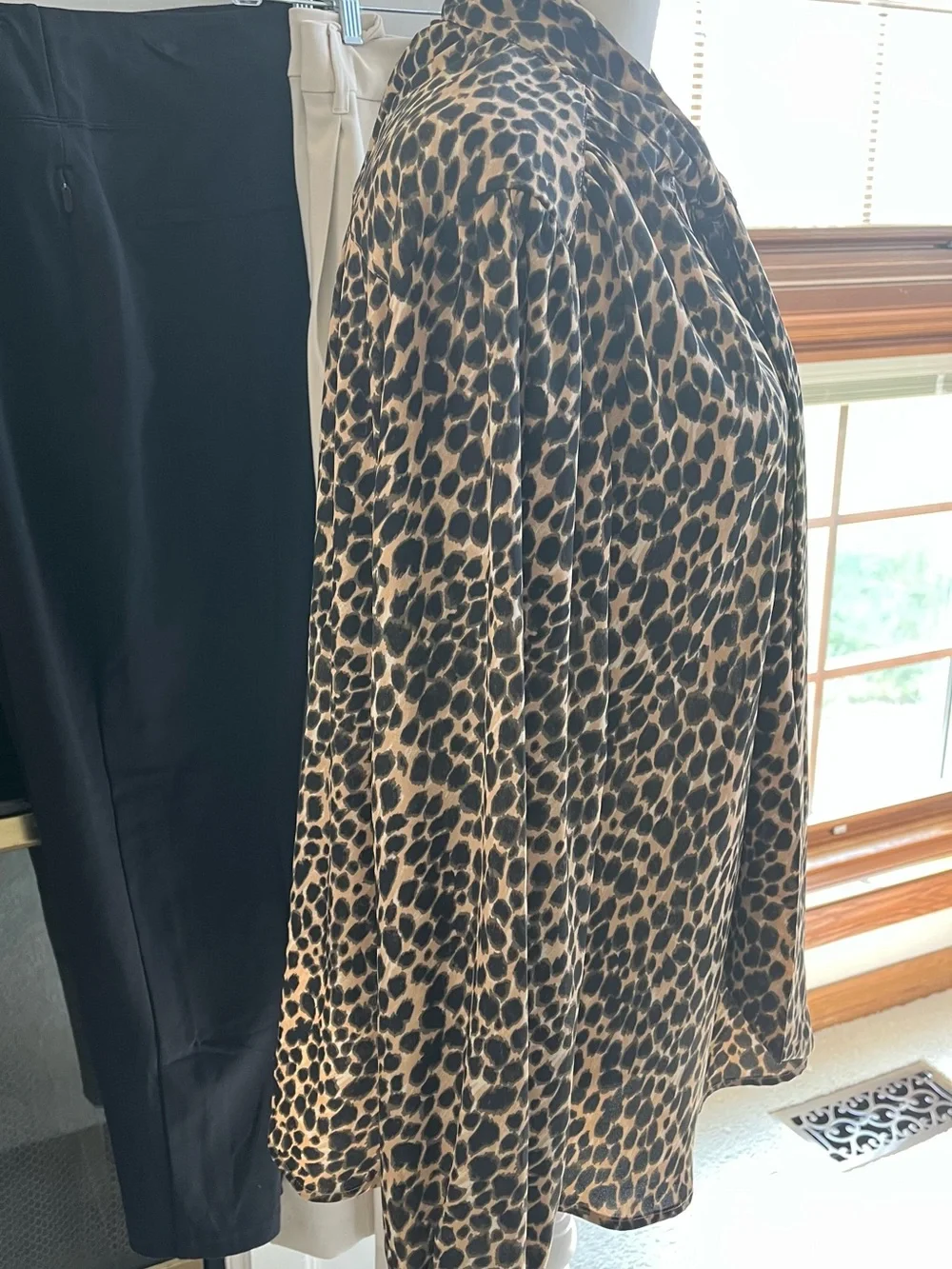 J. Crew Animal Print Long Sleeve Button Down Blouse with a Tie